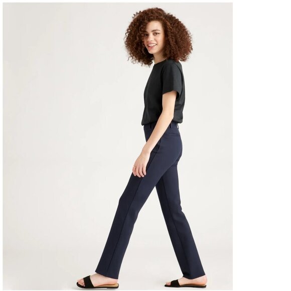 Quince Women Ultra-Stretch Ponte Straight Leg Pants Small Petite Navy Blue Offic - Picture 1 of 13